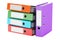 Heap of colored ring binders, 3D rendering