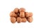 Heap of corks of champagne or sparkling wine bottle on a white background isolated close up studio shot