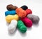 Heap of different colored balls of wool