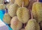 Heap of durians sale at a street market