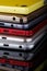 Heap of electronical devices close up - smartphones