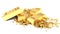 Heap of Flat Golden Bars on white background