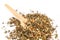 Heap of floral loose leaf herbal tea blend isolated on a white