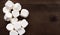 Heap of Fluffy Marshmallows on Rustic Wooden Table Top, Copy Space