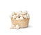 Heap of fresh mushroom champignons in a basket isolated on whit