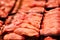 Heap of fresh raw meat food flesh background at shop supermarket