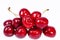 Heap fruits of red cherry isolated on white background