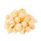 Heap golden popcorn isolated on white background. Fast food template for menu, advertising, cover.