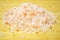 Heap of Himalayan pink salt on bamboo background