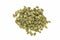 Heap of hulled pumpkin seeds, on white