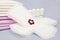 Heap of menstruation sanitary soft pads and cotton tampon for woman hygiene protection. Woman critical days, gynecological menstru