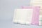 Heap of menstruation sanitary soft pads and cotton tampon for woman hygiene protection. Woman critical days, gynecological menstru