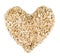 Heap of oat flakes in a shape of heart shot from