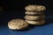 Heap oat liver rests upon table on black background