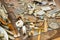 Heap of old rusty things and tools for sale at the bazaar