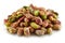 Heap of peeled pistachio nuts isolated