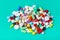 Heap of pills - medical background