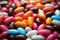 Heap of pills, various colors, packaged in plastic Medicinal assortment encapsulated