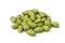 Heap of preserved steamed edamame beans on white background