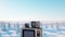 Heap of retro, antique tv on the winter, snow landscape. Realistic 4k animation.