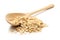 Heap of rolled oats with wooden spoon