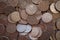 Heap of russia coins five rubles