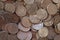 Heap of russia coins five rubles