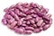 Heap of speckled purple kidney beans on white background