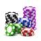 Heap sport poker chips or 3d stack of casino cash
