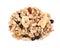 Heap of tasty crispy granola on background, top view