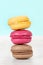 A heap of three macarons