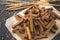 A heap of toasted homemade bread rusks