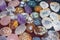 Heap of various colored gems. Colorful gemstones. Natural Polished Gemstone Semi Precious Rocks Colorful Background