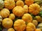 Heap of vivid yellow and orange color pumpkins