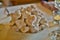 Heap of white mince pies covered with sugar used as a traditional wedding desert