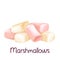 Heap white and pink marshmallow