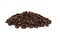 Heap of whole coffee beans on a white background