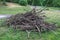 Heap woodpile pile of cut tree lumber wood branches stack