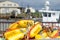 Heap of yellow lobster trap buoys