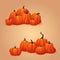 Heaps of ripe orange pumpkins. Vector autumn, thanksgiving, halloween template.