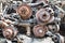 Heaps of used old auto disk and drum brake parts