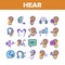 Hear Sound Aid Tool Collection Icons Set Vector