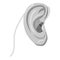 Hearing aid icon, gray monochrome style