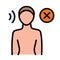 Hearing Aid or loss with Sound Wave. Earplug Color Icon. Noise protection tool. Sleeping accessory. Vector simple style
