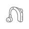 Hearing aid receiver in ear canal line icon.