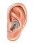 Hearing aid. Sound amplifier for patients with hearing loss. Medicine and health. Realistic object behind the ear