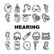 Hearing Equipment Collection Icons Set Vector Illustrations