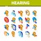 Hearing Human Sense Isometric Icons Set Vector