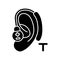 Hearing loop black glyph icon