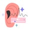 Hearing loss concept. Human ear disease or disability. Deaf person
